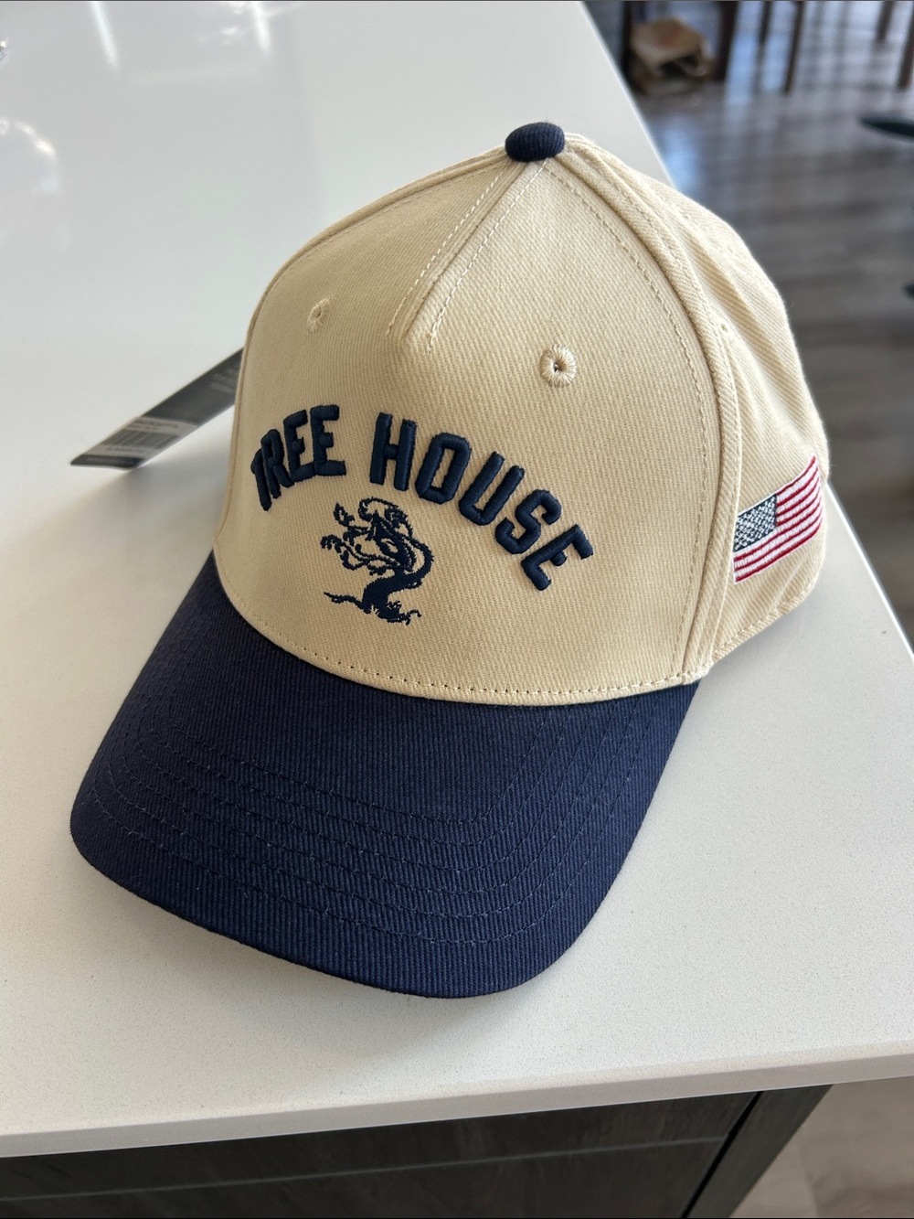 Tree House Two-Tone Snap-Back America/Patriotic Baseball Cap - Beige & Navy NWT